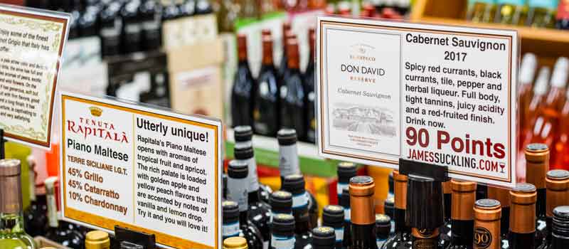 wine display signs